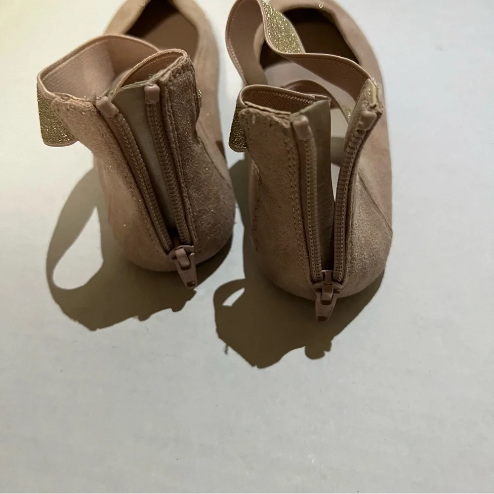 The Children’s Place Girls‎ Gold Glitter pink Ballet Flats Ankle Strap Size 2